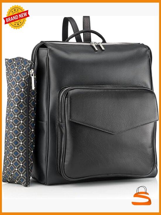 Perth - 2 Compartments Leather Backpack | BAGS Vera Pelle Italy Italian Leather Daypack Backpack, Nappa Calf Leather, Two Compartments, Work